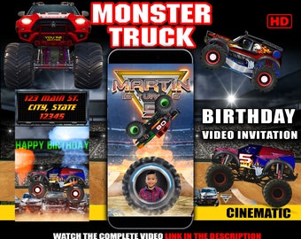 Monster Truck Video Invitation, Monster Truck invitation, Monster Truck, Monster Truck Birthday,  Monster Truck Party