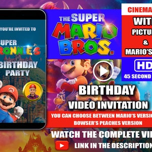 Super Mario The Movie Video Invitation, Super Mario Video Invitation, Super Mario Birthday, Super Mario Invitation