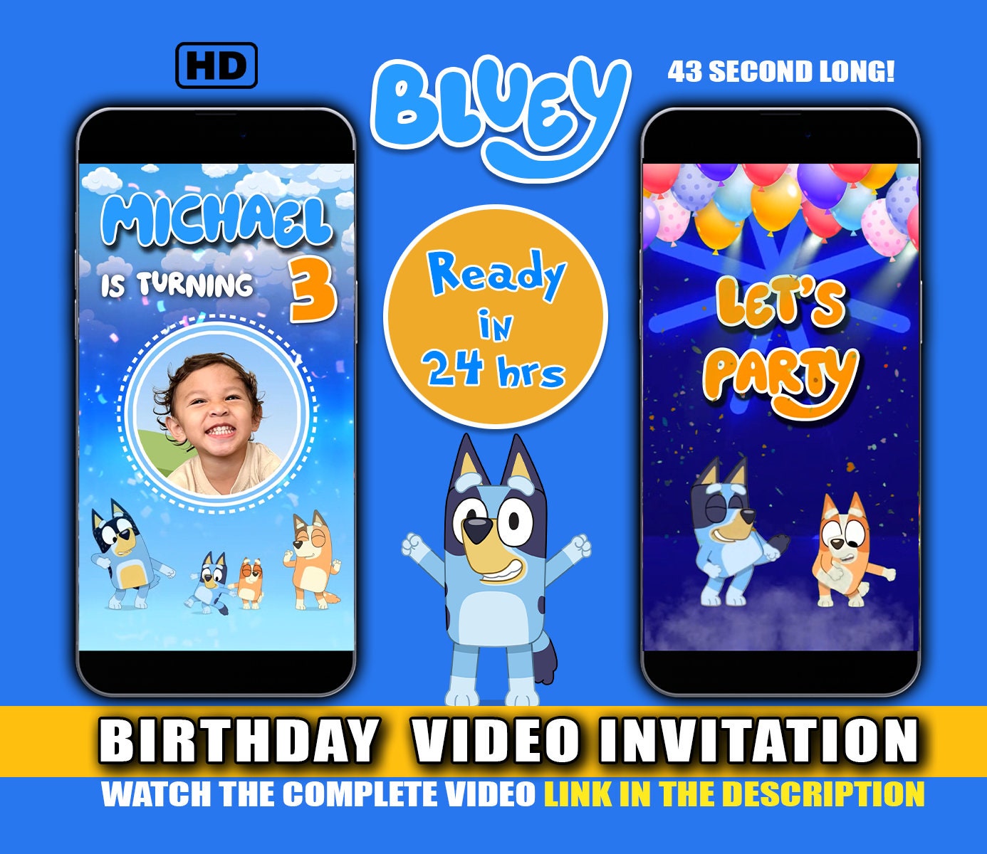 Bluey Animated Video Invitation - Cool Video Invitations