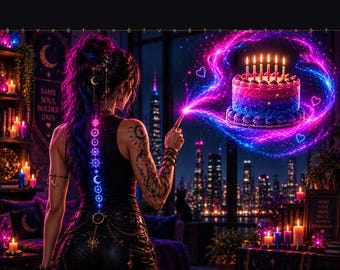 Geburtstagskarte für Bisexuelle, moderne, geheimnisvolle Illustration, LGBTQ+-Geschenk (Digitaler Download)