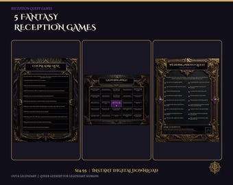 Fantasy-Hochzeitsfeier-Spielepaket, druckbare moderne esoterische Aktivitäten