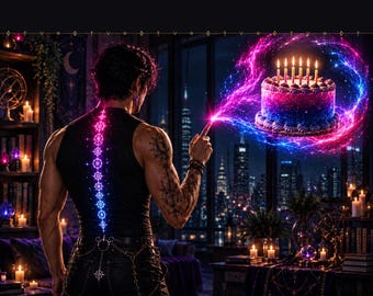 Bi-Pride-Fantasy-Geburtstagskarte, moderne mystische Illustration, LGBTQ+-Geschenk (Digitaler Download)