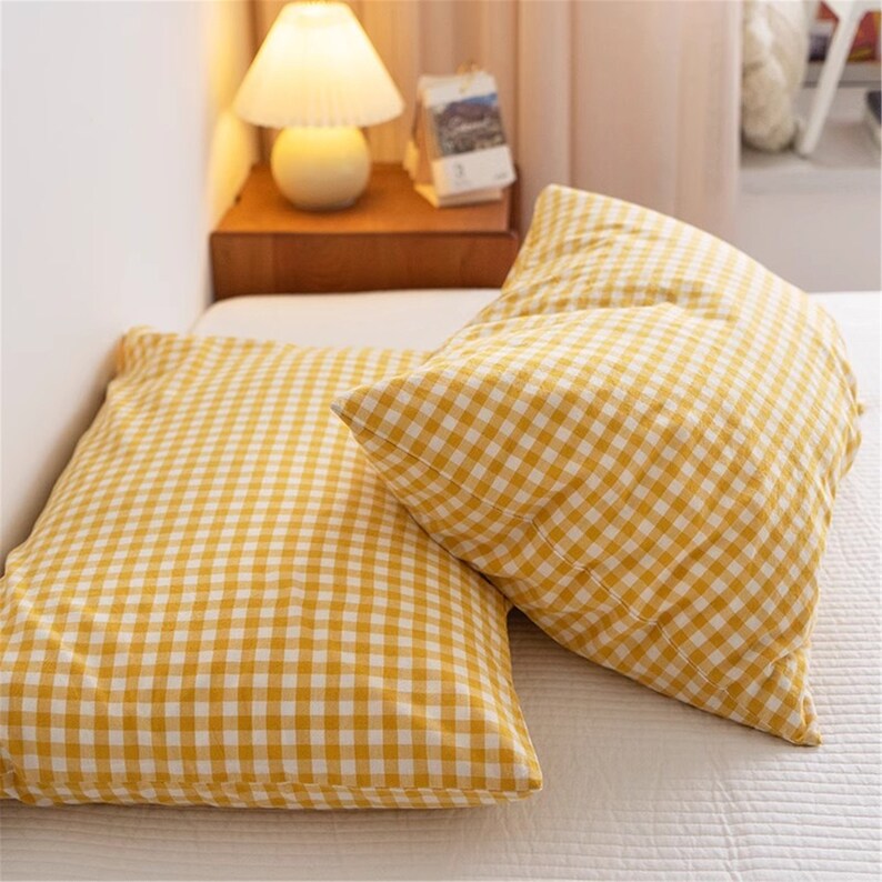 Plaid Gingham Pillowcases Cozy Pillow Shams Queen Pillow Etsy