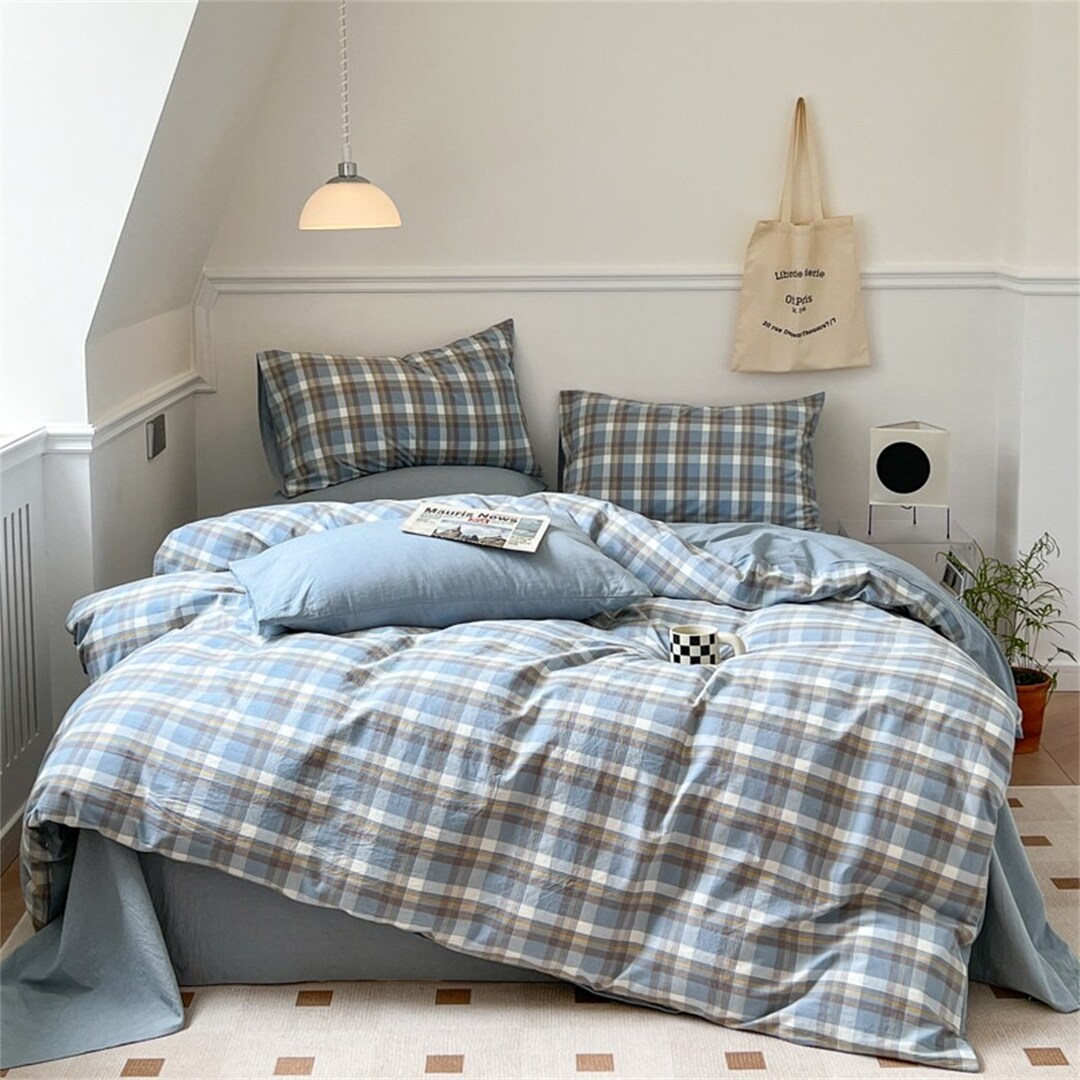 Blue Plaid Duvet Cover