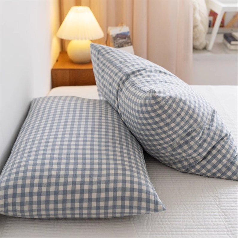 Plaid Gingham Pillowcases Cozy Pillow Shams Queen Pillow Etsy