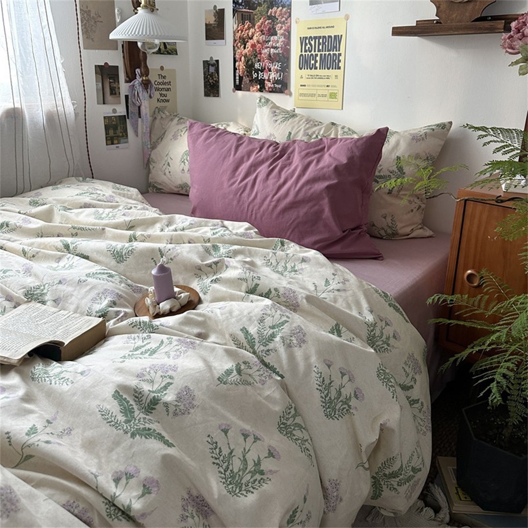 Vintage Lavender Floral Duvet Cover Ins Duvet Cover 100 Etsy