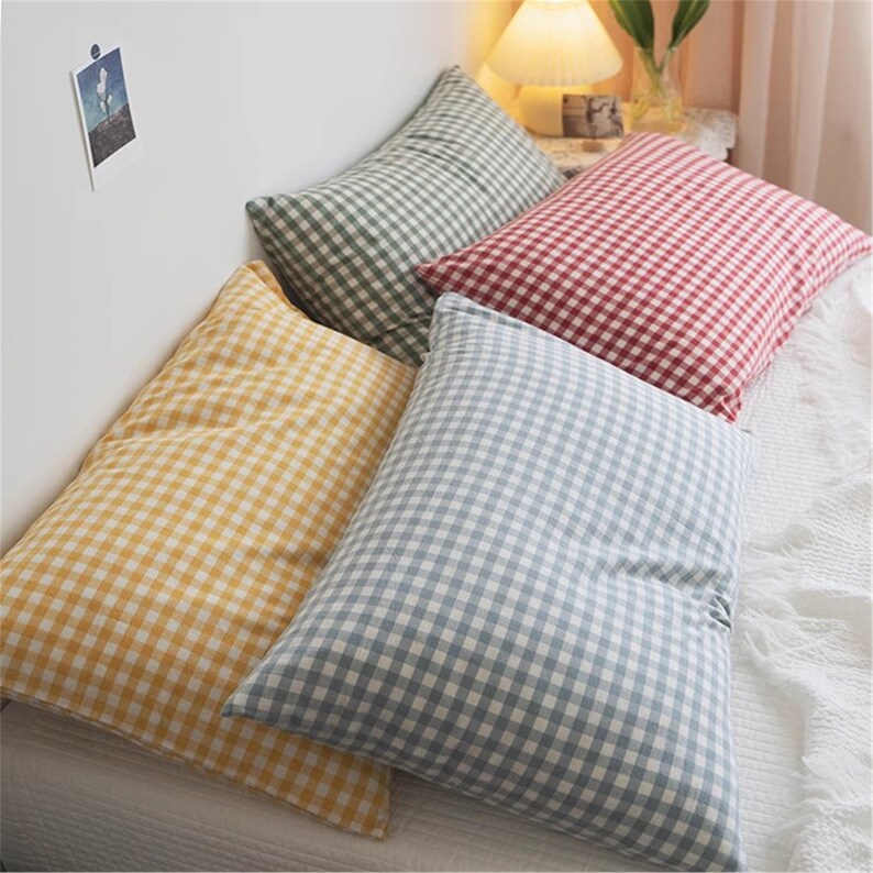 Plaid Gingham Pillowcases Cozy Pillow Shams Queen Pillow Etsy