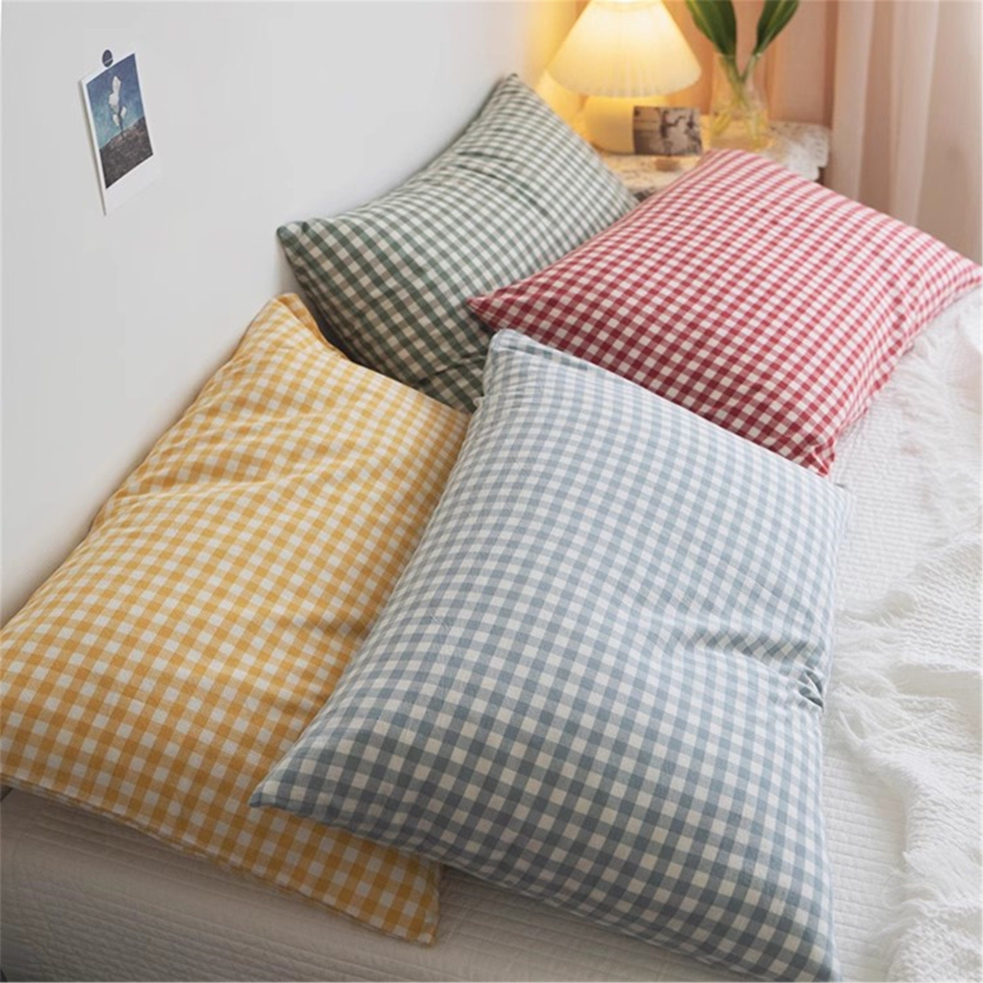 Plaid Gingham Pillowcases Cozy Pillow Shams Queen Pillow Etsy