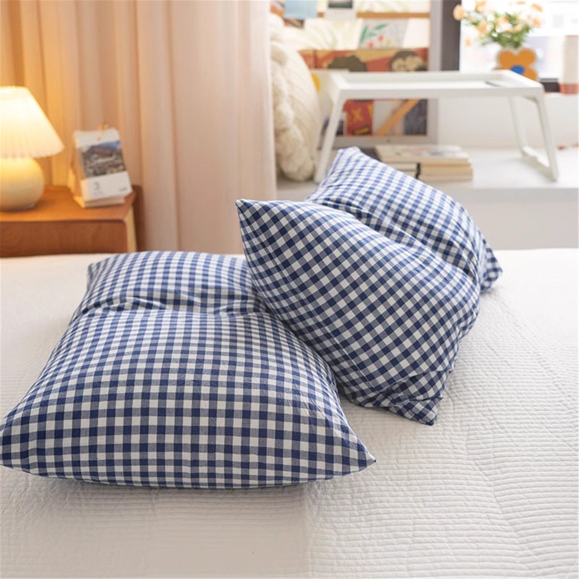 Plaid Gingham Pillowcases Cozy Pillow Shams Queen Pillow Etsy