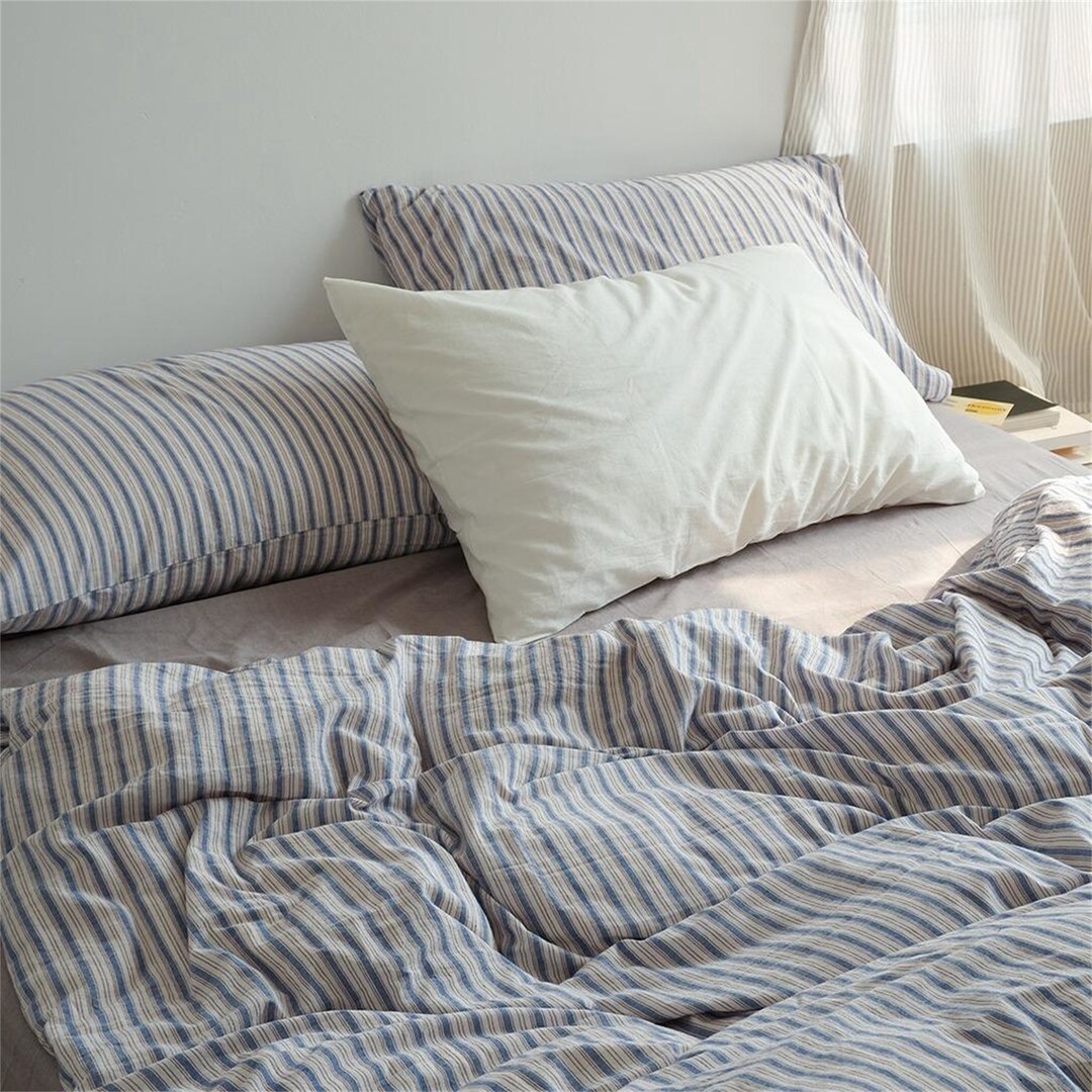Blue Striped Duvet Cover Set,100 Cotton Ins Pop Duvet Cover Twin Xl