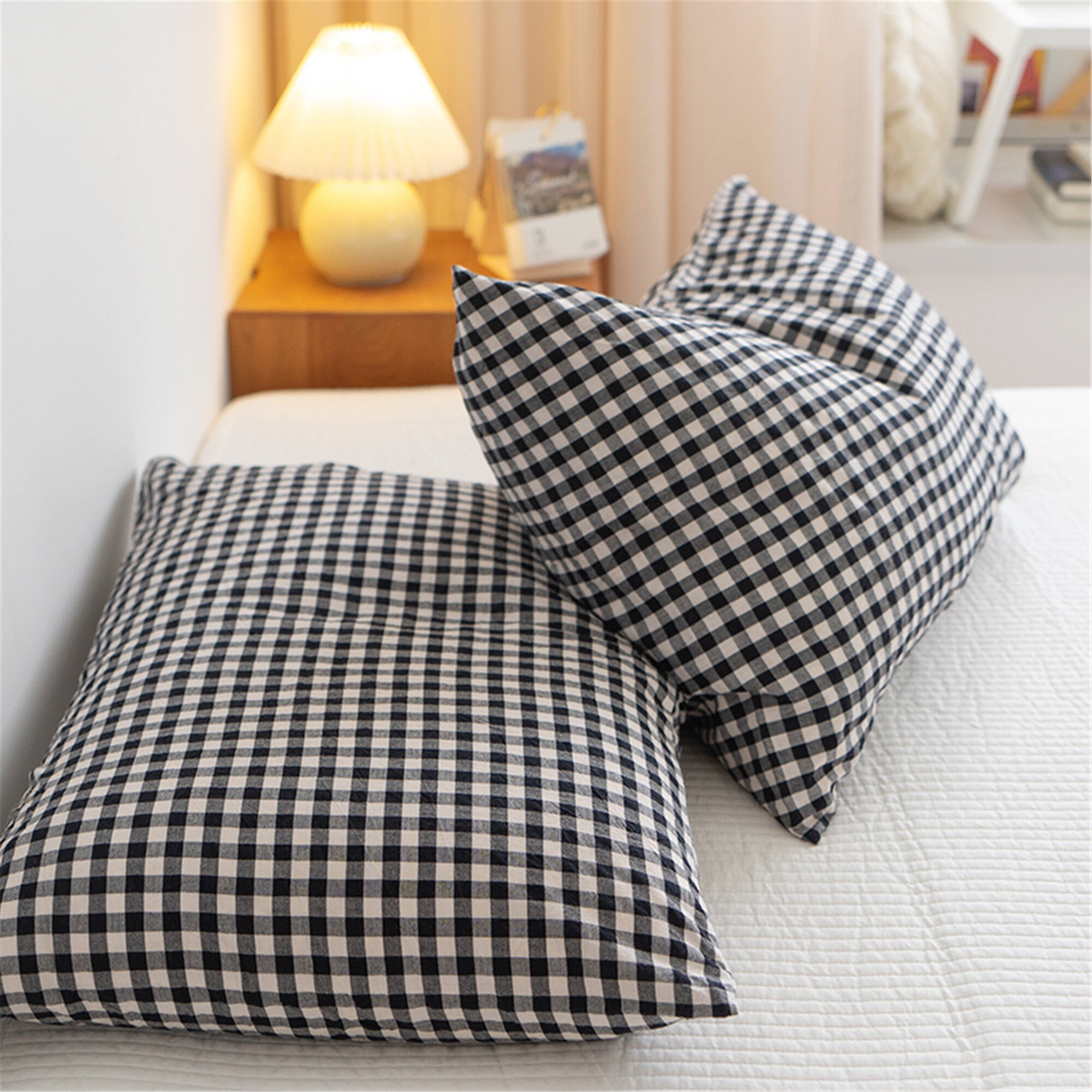 Plaid Gingham Pillowcases Cozy Pillow Shams Queen Pillow Etsy