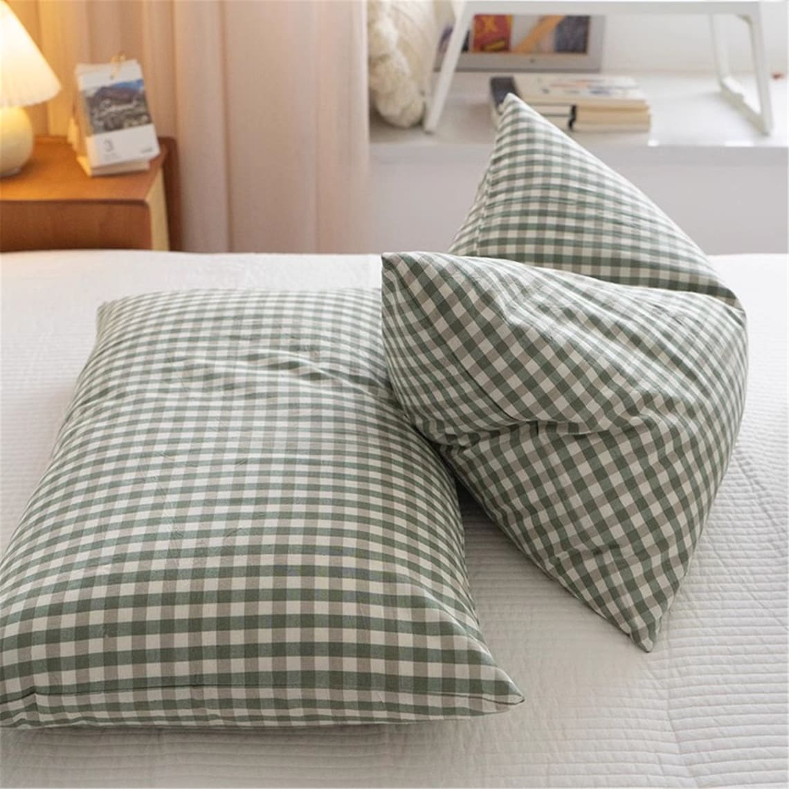 Plaid Gingham Pillowcases Cozy Pillow Shams Queen Pillow Etsy