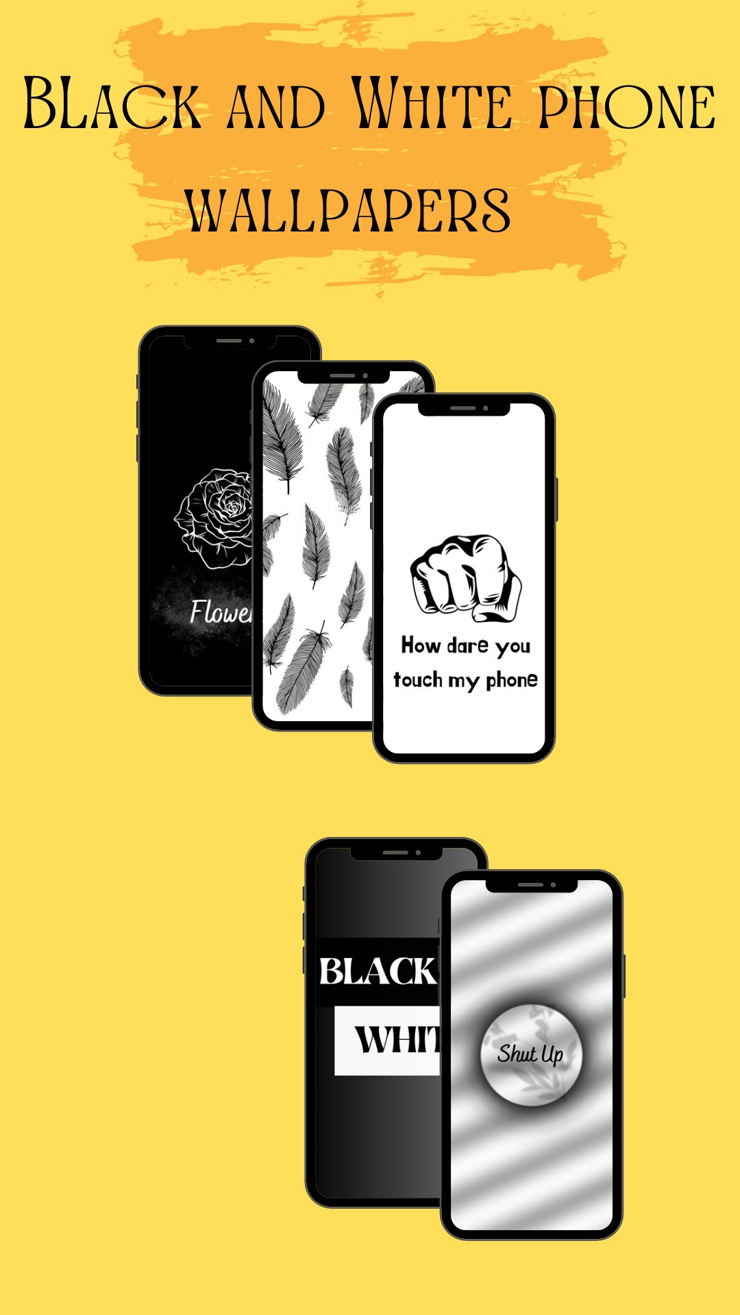 5 Black and White Phone Wallpapers Etsy
