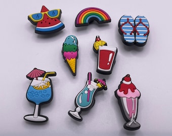 Summer Themed Croc Charms - Shoe Charms - Accessories - Drinks Croc Pins -  Rainbow Croc Charms - Sandle Croc Charms - Ice Cream Croc Charms