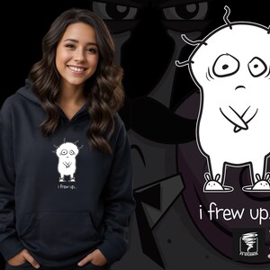 I FREW UP Unisex Sweatshirt met capuchon Expressief Grappig schepsel grillige humor komedie expressie speelse kleding Cadeau Mannen Vrouwen Tiener Exclusief