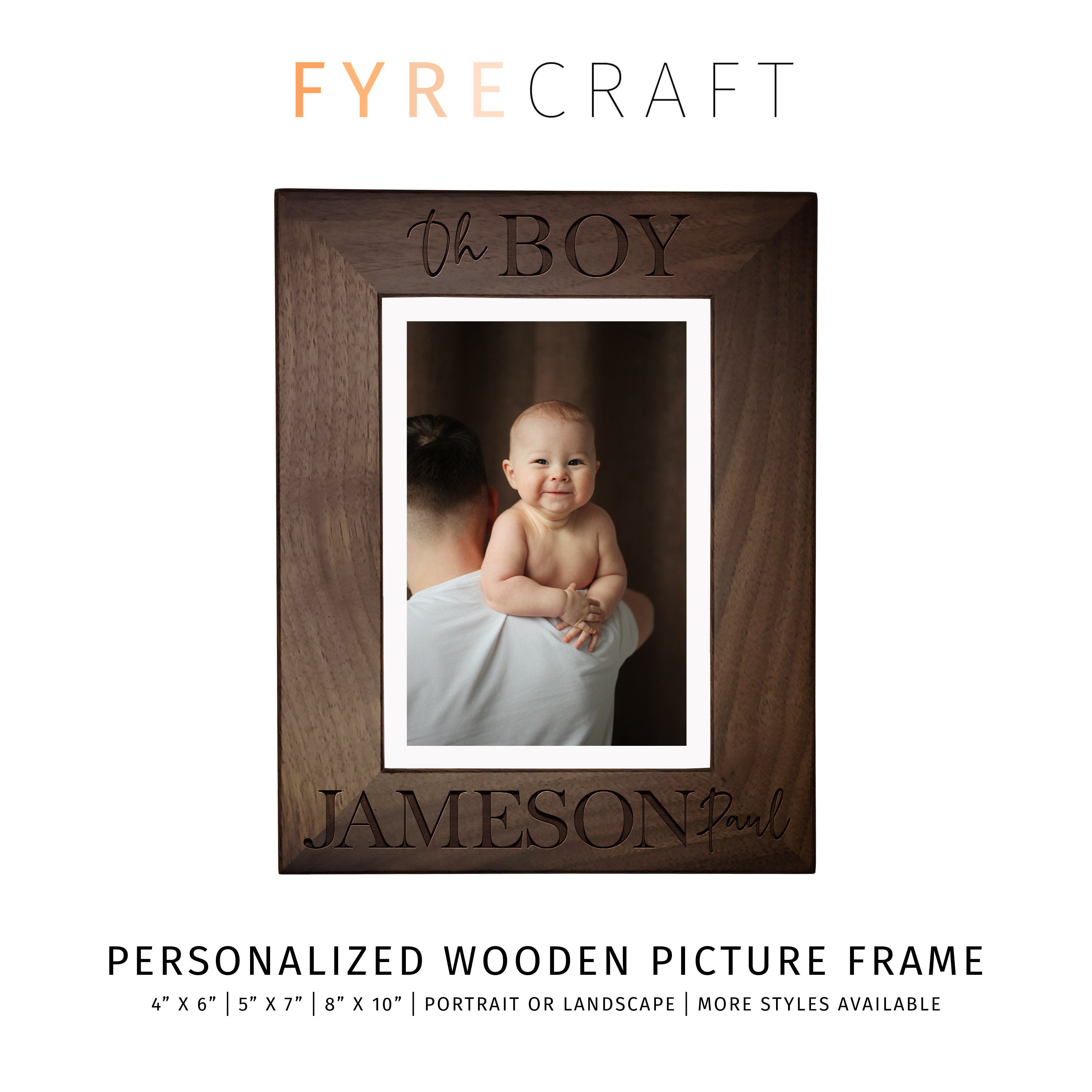 Tree Carving Engraved Wood Personalized Picture Frame for