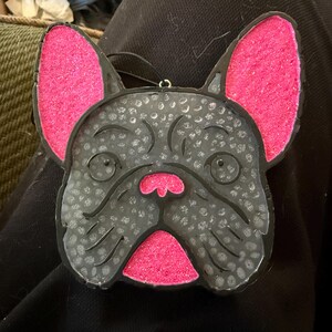 frenchie dog car freshie in scent vanilla sugar