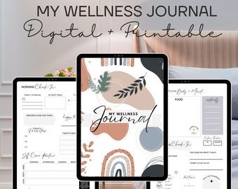 Wellness Journal BOHO | Mindfulness Journal | Meal Planner | Fitness Tracker | Mental Health | Self Care | Medication Journal | Sleep