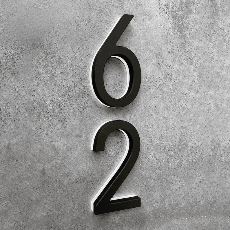 House Number Backlit Sign Stainless Steel Backlit Sign Modern Vertical