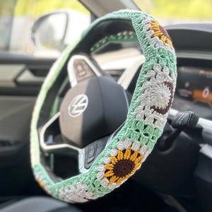 Sun and Moon Steering Wheel Cover,Crochet Seat Belt Cover, Steering Wheel Cover crochet,Women car accessories, Crochet car accessories