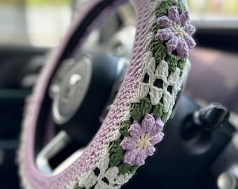 Crochet Steering Wheel Cover,Crochet Seat Belt Cover, Steering Wheel Cover crochet,Women car accessories, Crochet car accessories