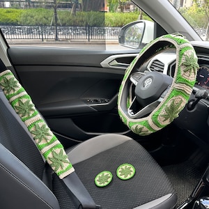 Crochet Steering Wheel Cover,flower Crochet Seat Belt Cover, Steering Wheel Cover crochet,Women car accessories, Crochet car accessories