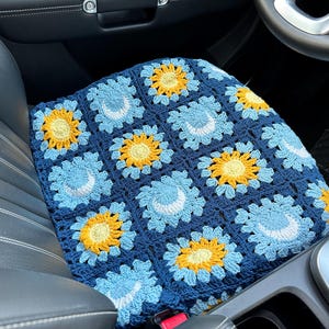 Sun and Moon Car Seat Cover,Crochet Seat covers,Steering Wheel Cover Seat cover Headrest Covers Car Accessories,Car Interior Design