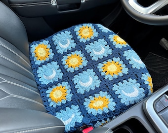 Sun and Moon Car Seat Cover,Crochet Seat covers,Steering Wheel Cover Seat cover Headrest Covers Car Accessories,Car Interior Design
