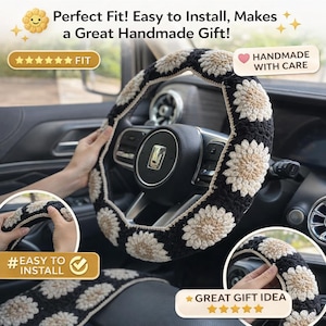 creepy eye Crochet steer Wheel Cover,Crochet Seat Belt Cover, Steering Wheel Cover crochet,Women car accessories, Crochet car accessories image 3