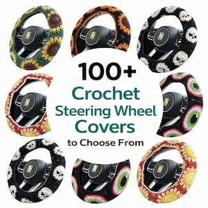 creepy eye Crochet steer Wheel Cover,Crochet Seat Belt Cover, Steering Wheel Cover crochet,Women car accessories, Crochet car accessories image 4