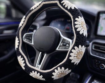 Crochet Sunflower Steering Wheel Cover,Crochet Seat Belt Cover, Steering Wheel Cover crochet,Women car accessories, Crochet car accessories