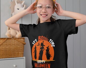 It's Boooo Time! Happy Halloween" Horror Night Scream T-shirt- Kids Regular Fit Tee