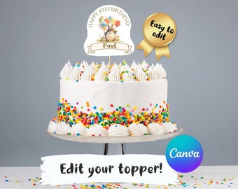 Forest Spirit Birthday Cake Topper – Editable Ghibl Theme (Digital Download)