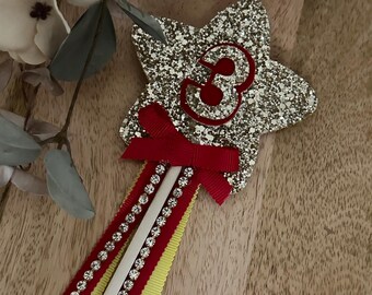 Disney Belle Birthday Wand, Sparkly Star, Cakesmash Prop