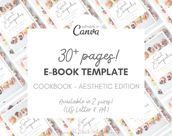 Aesthetic Ebook | Cookbook Template | Minimal Cookbook Canva Template | Recipe Book | Editable Cookbook Printable | Printable Recipe Ebook