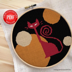 Abstract cat, Egyptian cat Cross stitch pattern, gift idea