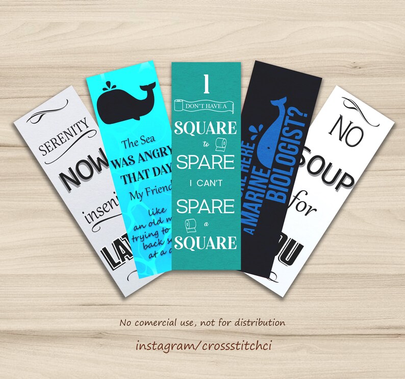 Humurous Bookmarks Seinfeld Quotes Bookmark Templates, Digital Download, Printable ...