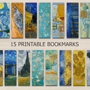Van Gogh Painting Bookmark Templates, Digital Download, Printable bookmarks