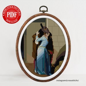 The Kiss Cross Stitch Pattern: Klimt Inspired (Digital Download)