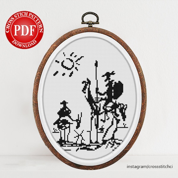 Don Quixote Cross stitch patern, Digital download, Printable cross stitch pattern