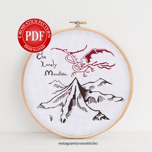 Hobbit Lonely Mauntain Mappa Schema punto croce, download digitale, download istantaneo
