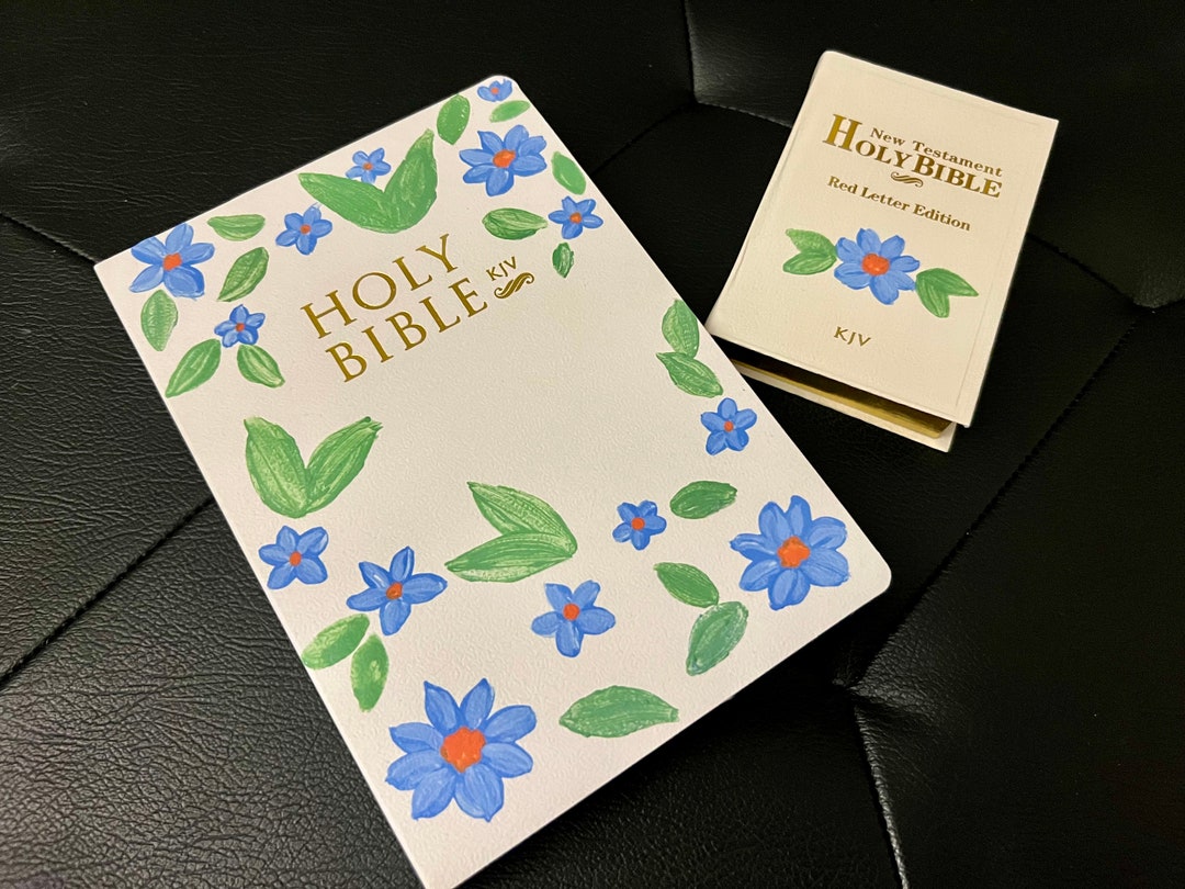 Blue Bible With Flowers This item is unavailable - Etsy