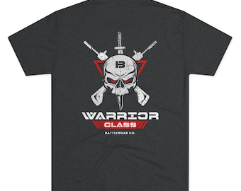 T-shirt tri-blend Warrior Class: design con teschio e armi