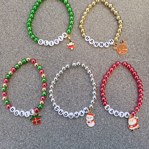 Personalised Christmas Charm Bracelet, Stocking fillers, Party fillers, Christmas eve box gift, Personalised Bracelet, Christmas Charms