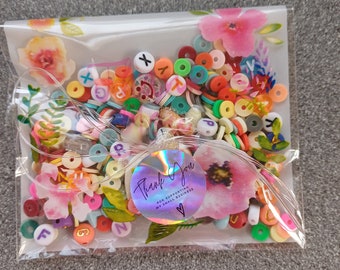 Colourful rainbow bead confetti, bead soup, make your own bracelets, bracelet making, party favours, bead selection, bead grab bag