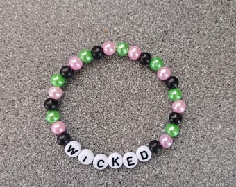 Wicked inspired bracelet, Wicked colours, Wicked colour theme, gift idea, Easter gift idea, beaded bracelet, gift idea for girls, bracelet