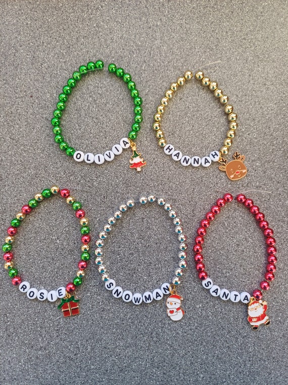 Personalised Christmas Charm Bracelet, Stocking fillers, Party fillers, Christmas eve box gift, Personalised Bracelet, Christmas Charms