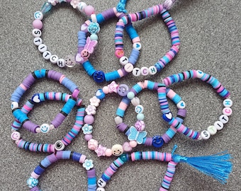 Bundle of 10 Stitch theme bracelets, stitch inspired, kids bracelets, party bag fillers, party favours, bracelet bundle, smiley face beads