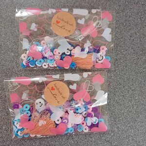 Stitch inspired bead confetti, bead soup, stitch colour theme, bracelet making, lilo and stitch theme, purple and blue beads, clay bead soup image 8