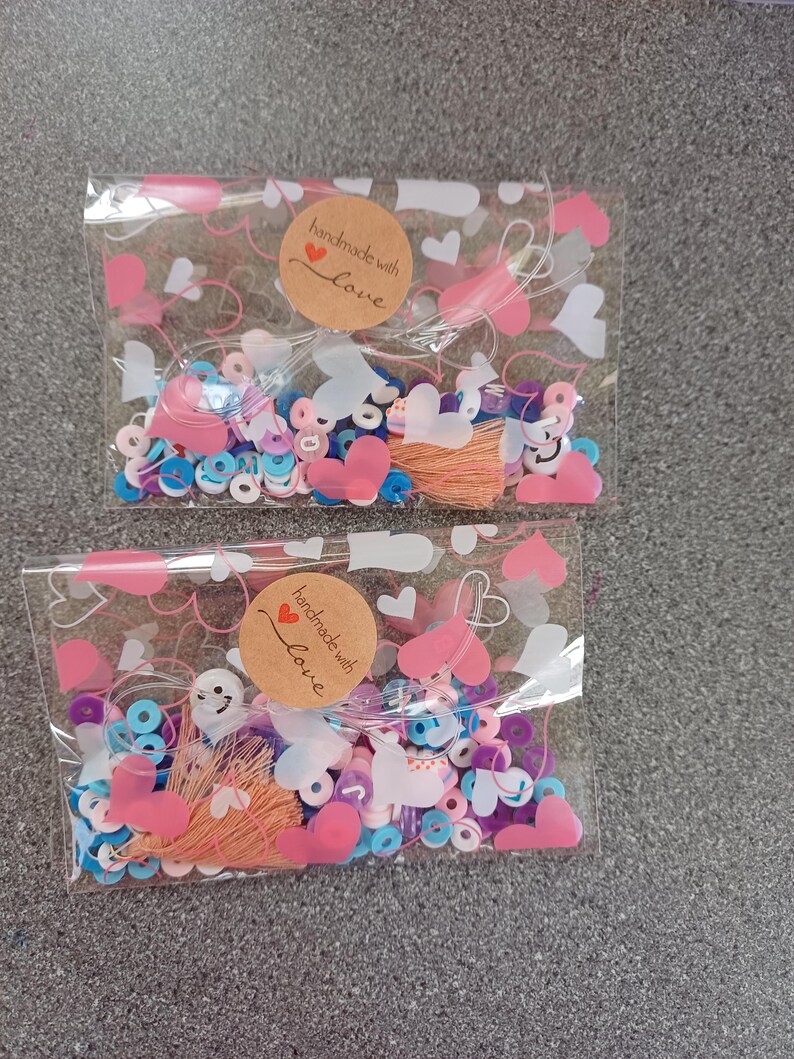 Stitch inspired bead confetti, bead soup, stitch colour theme, bracelet making, lilo and stitch theme, purple and blue beads, clay bead soup image 8